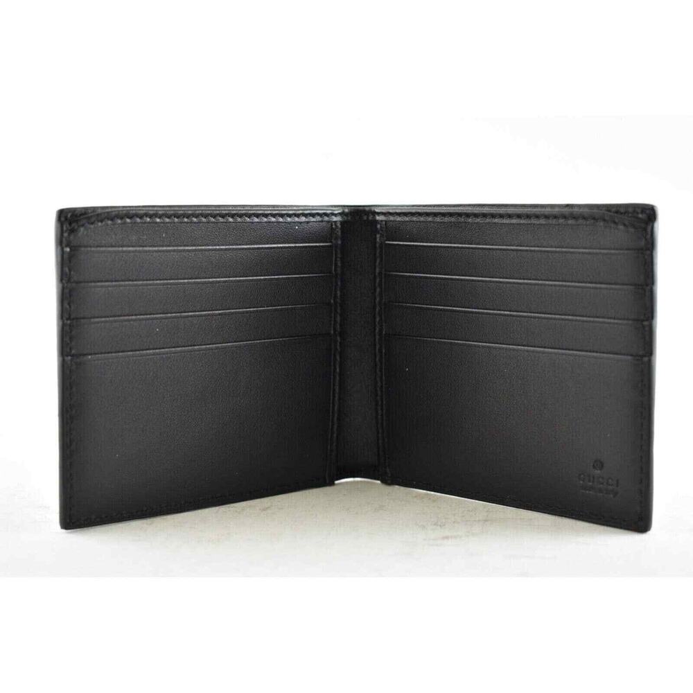 Gucci Signature Black Leather Monogram GG Logo Credit Card Holder Bifold Wallet - Picture 6 of 10